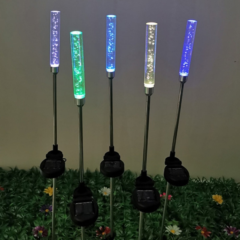 LED 태양 리드 램프 거품 아크릴 스틱 야외 방수 정원 안뜰 장식 플러그 지상 잔디 램프